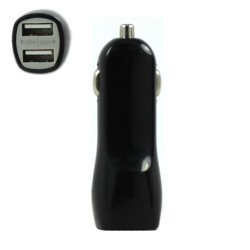 2 USB Output Cell Phone Car Adapter Charger (Black)